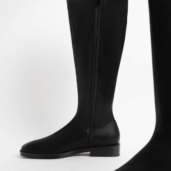 Charles & Keith Knee High Flat Boots - Black - Picture 4 of 6